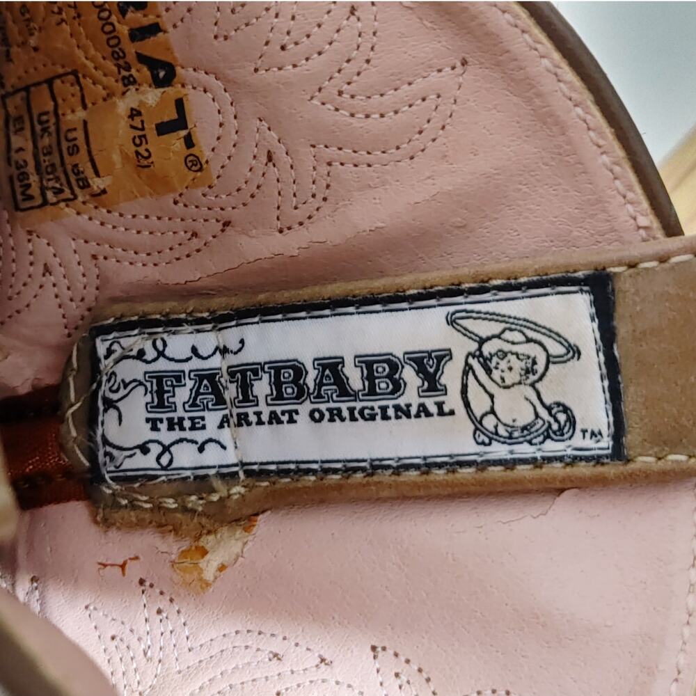 Ariat Fatbaby Western Cowboy Boots Pink Brown Leather Womens Size 5B - Picture 7 of 10